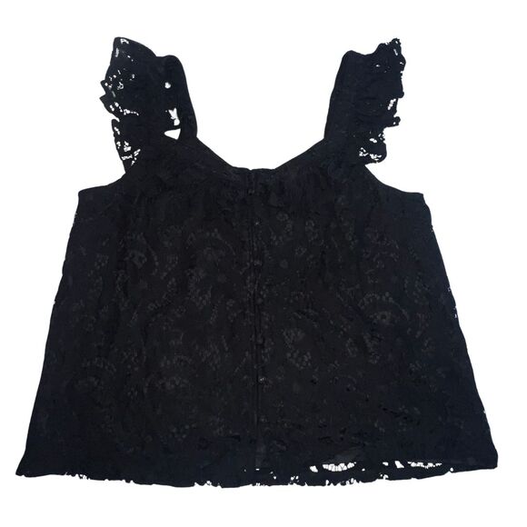 Torrid Blouse Womens 0X Black Lacy Ruffles Whimsygoth Fairygoth Coquette Top - Picture 3 of 16